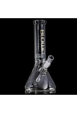 12" 50x5mm Beaker Bong with SILVER FOIL Logo Accent, removable downstem and slide by BLOWN Glass Goods