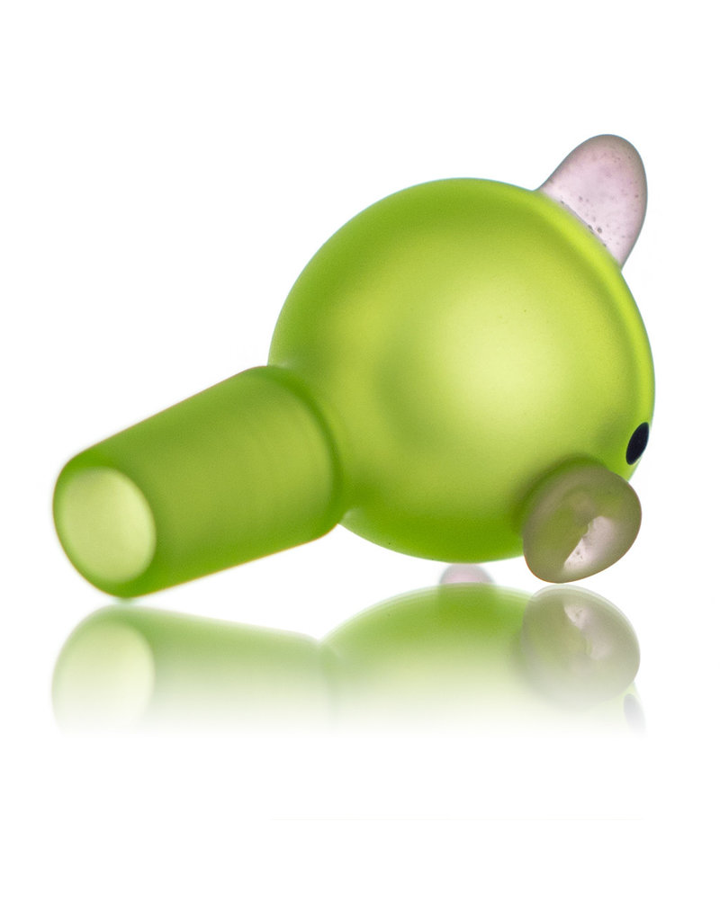 Sugar Matty 14mm Frosted Glass Green Classic Pig Slide by Sugar Matty's