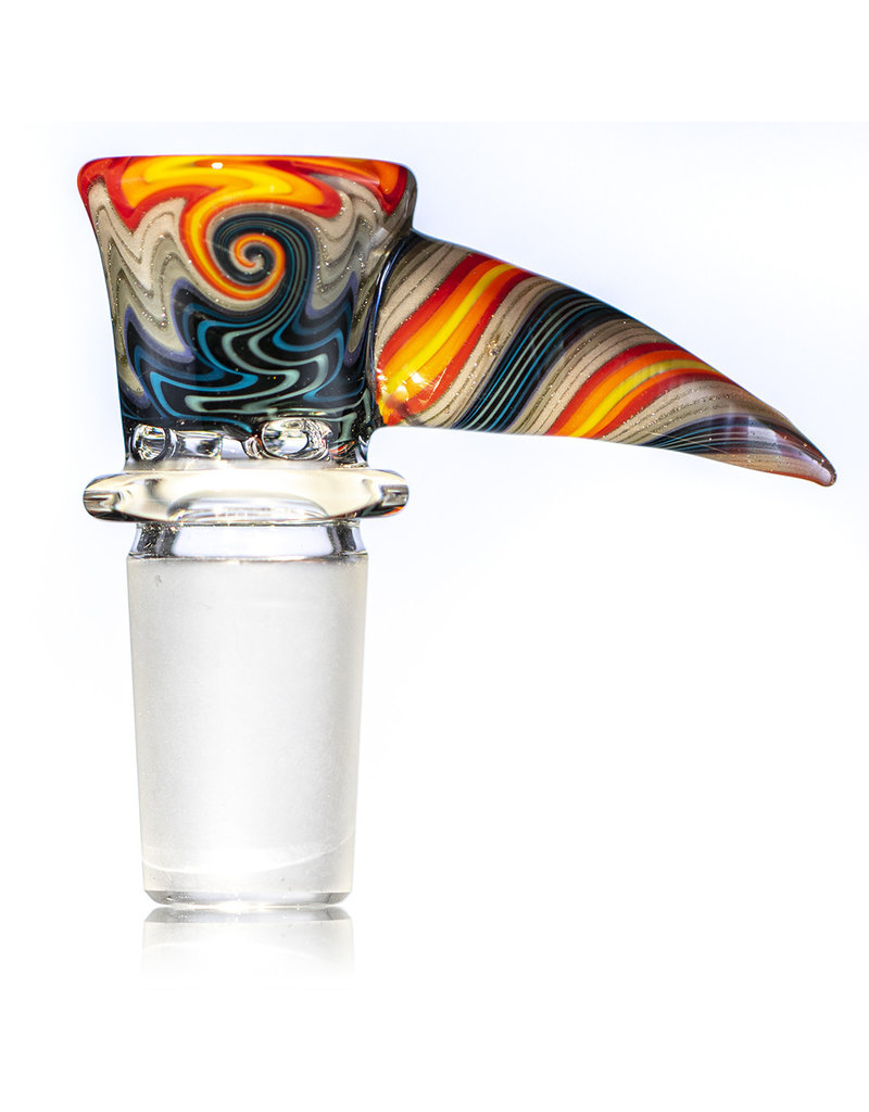 Mike Fro 18mm Bong Bowl Slide Piece w/ Worked Horn Handle and 4-Hole glass screen by Mike Fro (P)