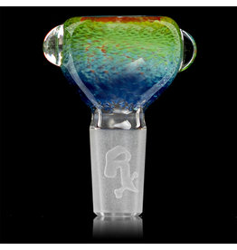 14mm Bong Bowl Slide Piece (A) MIDNIGHT BLUE / JADE / LAVA Inside Out Colored Frit herbs by Chris Anton