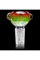 14mm Bong Bowl Slide Piece (H) STAR WHITE / JADE / CHERRY Inside Out Colored Frit herbs by Chris Anton