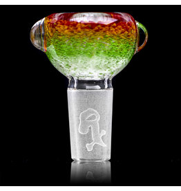 14mm Bong Bowl Slide Piece (H) STAR WHITE / JADE / CHERRY Inside Out Colored Frit herbs by Chris Anton