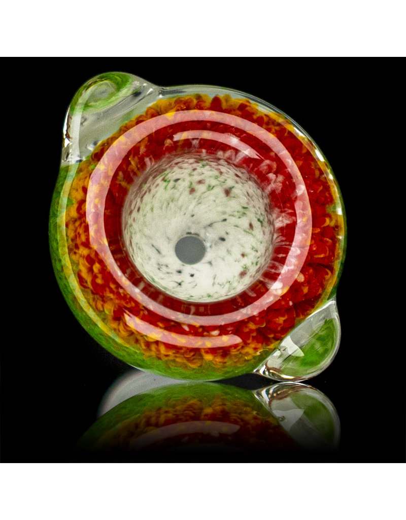 14mm Bong Bowl Slide Piece (H) STAR WHITE / JADE / CHERRY Inside Out Colored Frit herbs by Chris Anton