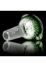 14mm Bong Bowl Slide Piece (J) STAR WHITE / EXP GREEN Inside Out Colored Frit herbs by Chris Anton