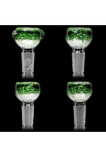 14mm Bong Bowl Slide Piece (J) STAR WHITE / EXP GREEN Inside Out Colored Frit herbs by Chris Anton