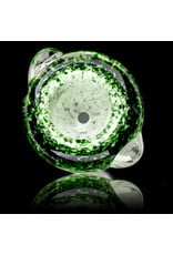 14mm Bong Bowl Slide Piece (J) STAR WHITE / EXP GREEN Inside Out Colored Frit herbs by Chris Anton