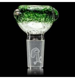 14mm Bong Bowl Slide Piece (J) STAR WHITE / EXP GREEN Inside Out Colored Frit herbs by Chris Anton