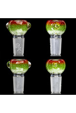 18mm Bong Bowl Slide Piece (J) STAR WHITE / JADE / CHERRY Inside Out Colored Frit herbs by Chris Anton