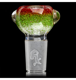 18mm Bong Bowl Slide Piece (J) STAR WHITE / JADE / CHERRY Inside Out Colored Frit herbs by Chris Anton