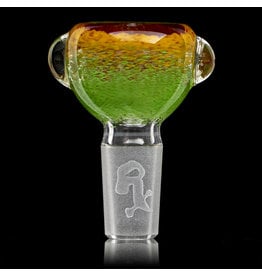 14mm Bong Bowl Slide Piece (O) JADE / LAVA / CHERRY Inside Out Colored Frit by Chris Anton