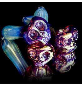 Colorado Glass Company Gold & Silver Fume Skull Pipe CGC