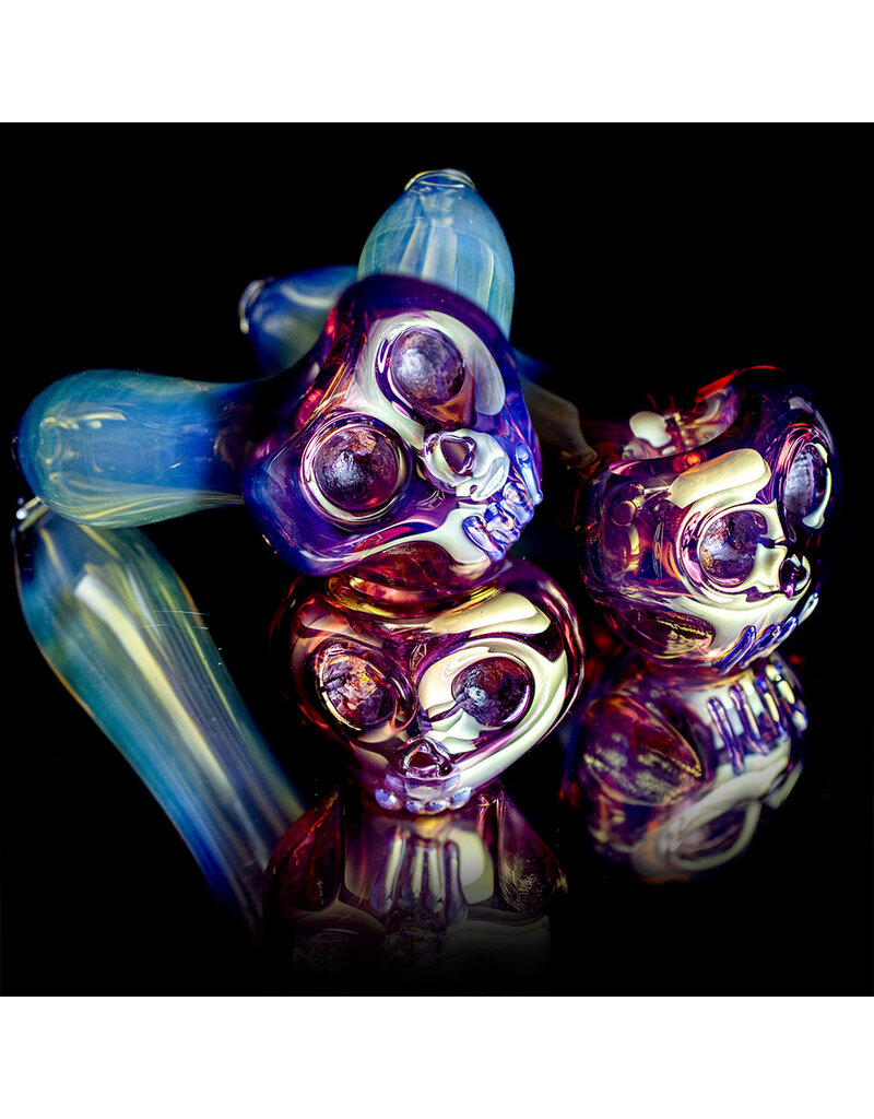 Colorado Glass Company Gold & Silver Fume Skull Pipe CGC