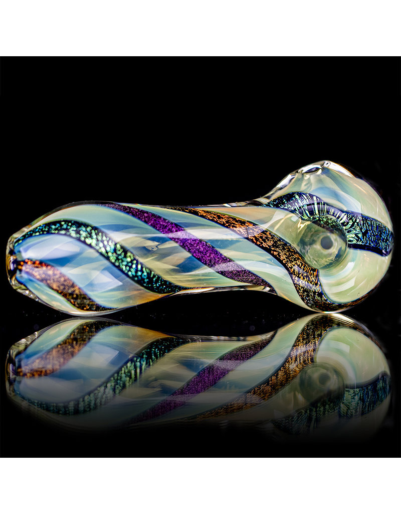 4" Glass Pipe Fumed Dichro Twist Spoon by California Glass