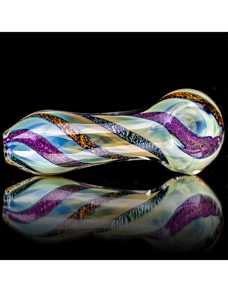 4" Glass Pipe Fumed Dichro Twist Spoon by California Glass