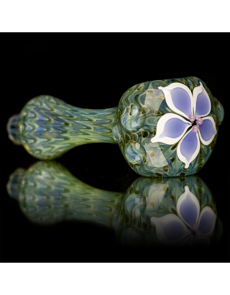 4" Glass Dry Pipe Pinwheel Flower Spoon by Cherry City Glass (A)