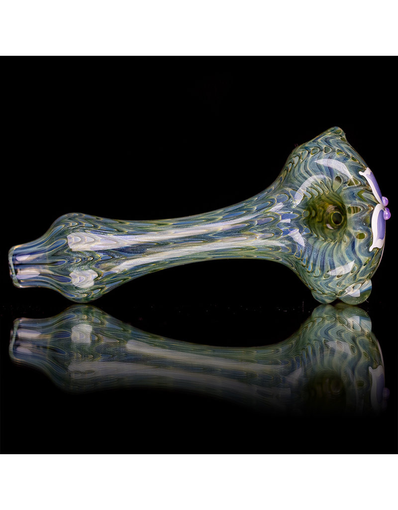 4" Glass Dry Pipe Pinwheel Flower Spoon by Cherry City Glass (A)