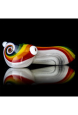 4" Glass Dry Pipe Color Stripes Pipe over Clear by KC Glass