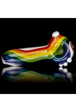 4" Glass Dry Pipe Color Stripes Pipe over Clear by KC Glass