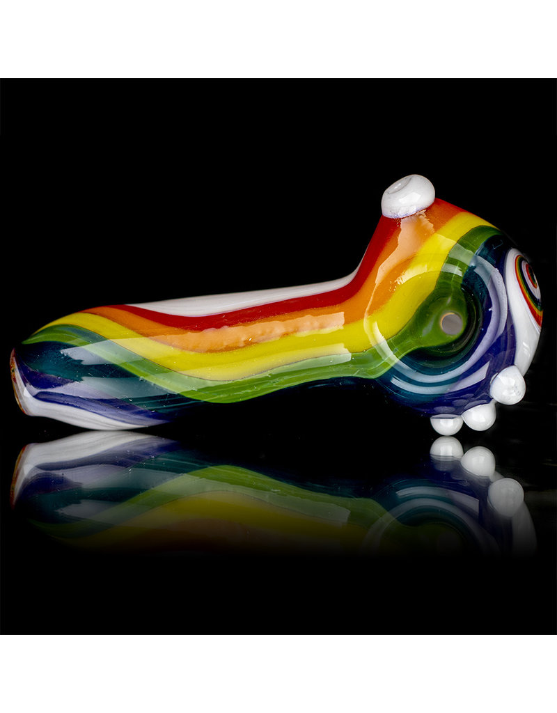 4" Glass Dry Pipe Color Stripes Pipe over Clear by KC Glass