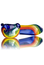 4" Glass Dry Pipe Color Stripes Pipe over Cobalt by KC Glass