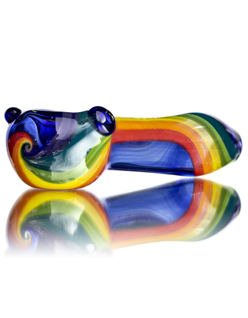 4" Glass Dry Pipe Color Stripes Pipe over Cobalt by KC Glass