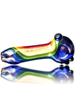 4" Glass Dry Pipe Color Stripes Pipe over Cobalt by KC Glass