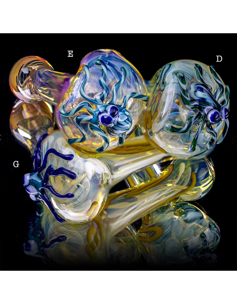 4" Glass Dry Pipe Critter Octopus Pipe (G) for use with dry herbs by BH Glass