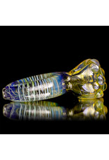 4" Glass Pipe Dry Donut Pipe Fume with Green Accents by B6