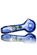 4" Glass Pipe Dry Azul Scarf Snowman on Cobalt by KC