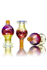 25mm Marbled Glass Bubble Carb Cap by Messy Glass (D) Amber Purple