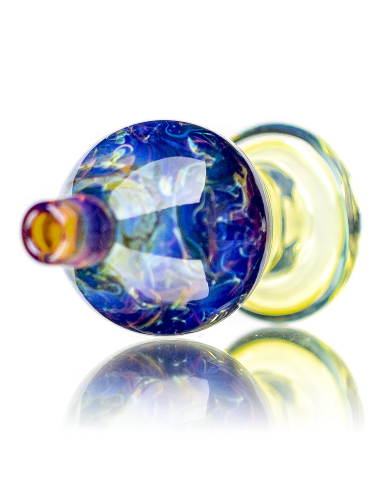 25mm Marbled Glass Bubble Carb Cap by Messy Glass (B) Double Amber Purple x Unobantium