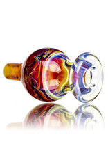 25mm Marbled Glass Bubble Carb Cap by Messy Glass (D) Amber Purple