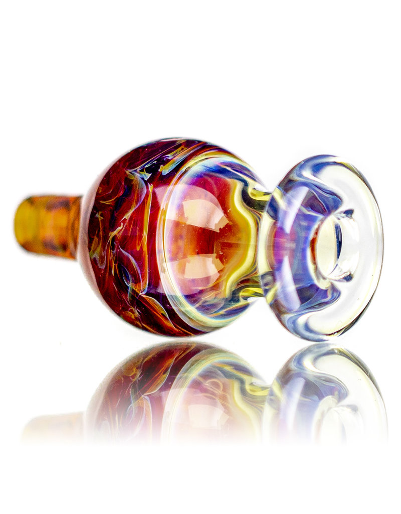 25mm Marbled Glass Bubble Carb Cap by Messy Glass (D) Amber Purple