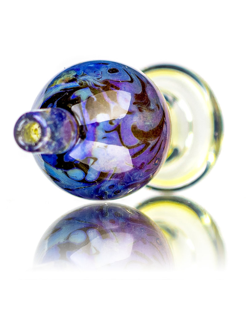 25mm Marbled Glass Bubble Carb Cap by Messy Glass (E) Double Amber Purple