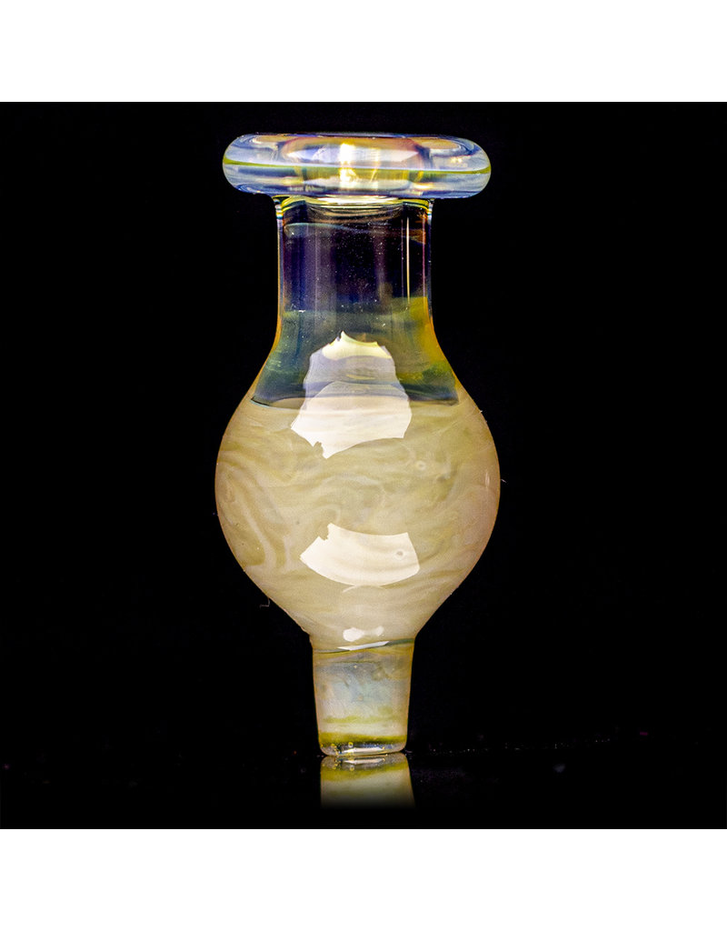 25mm Marbled Glass Bubble Carb Cap by Messy Glass (H) Yellow Pearl