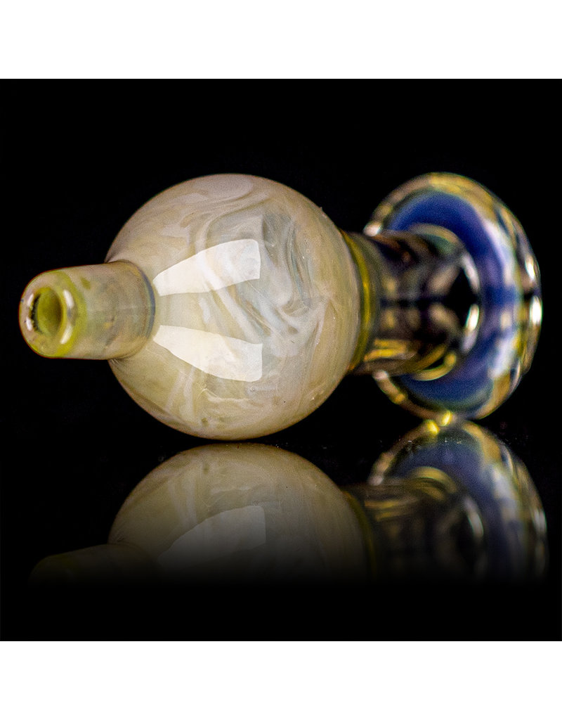 25mm Marbled Glass Bubble Carb Cap by Messy Glass (H) Yellow Pearl