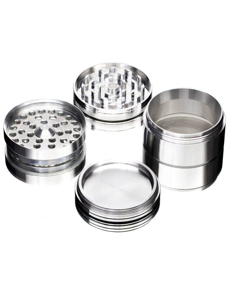4 Piece 3.0" SILVER Anodized Aluminum Grinder by PIRANHA