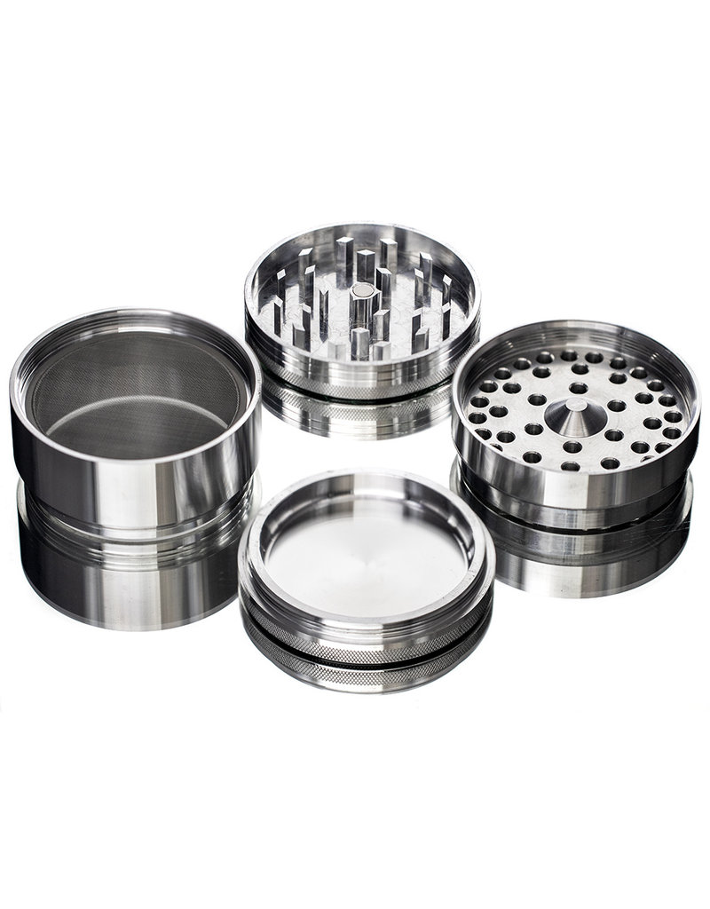 4 Piece 3.5" SILVER Anodized Aluminum Grinder by PIRANHA ( other colors available )