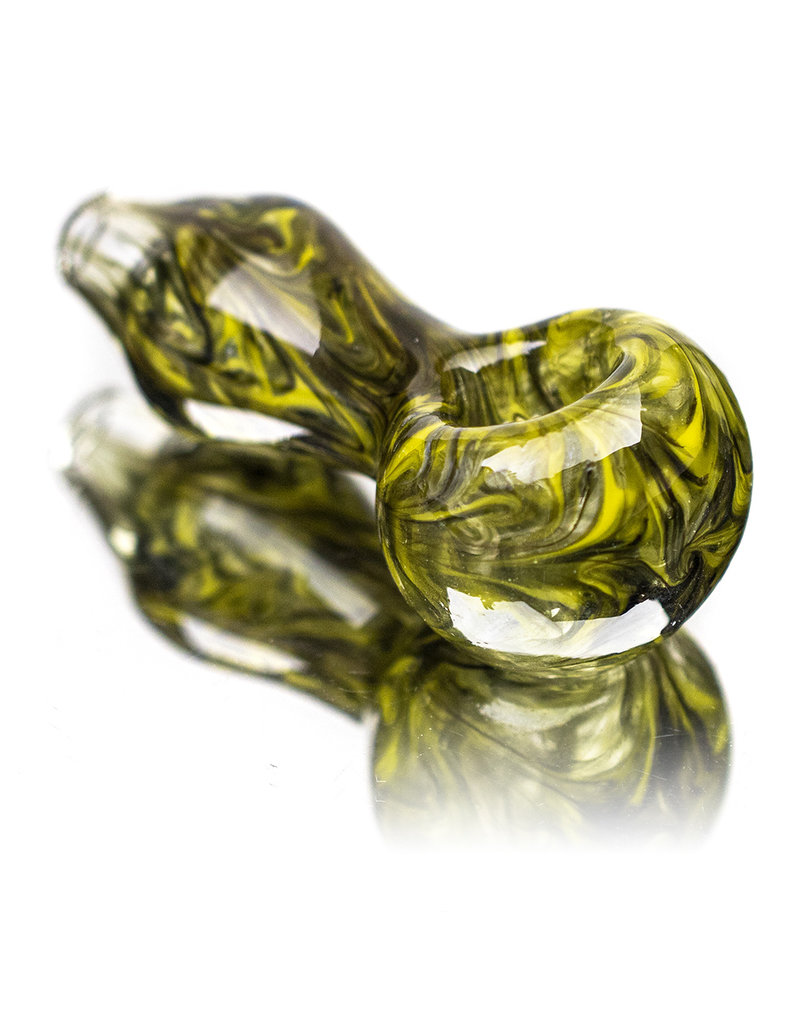 4" YELLOW & GREEN SWIRL Glass Dry pipe by California Glass