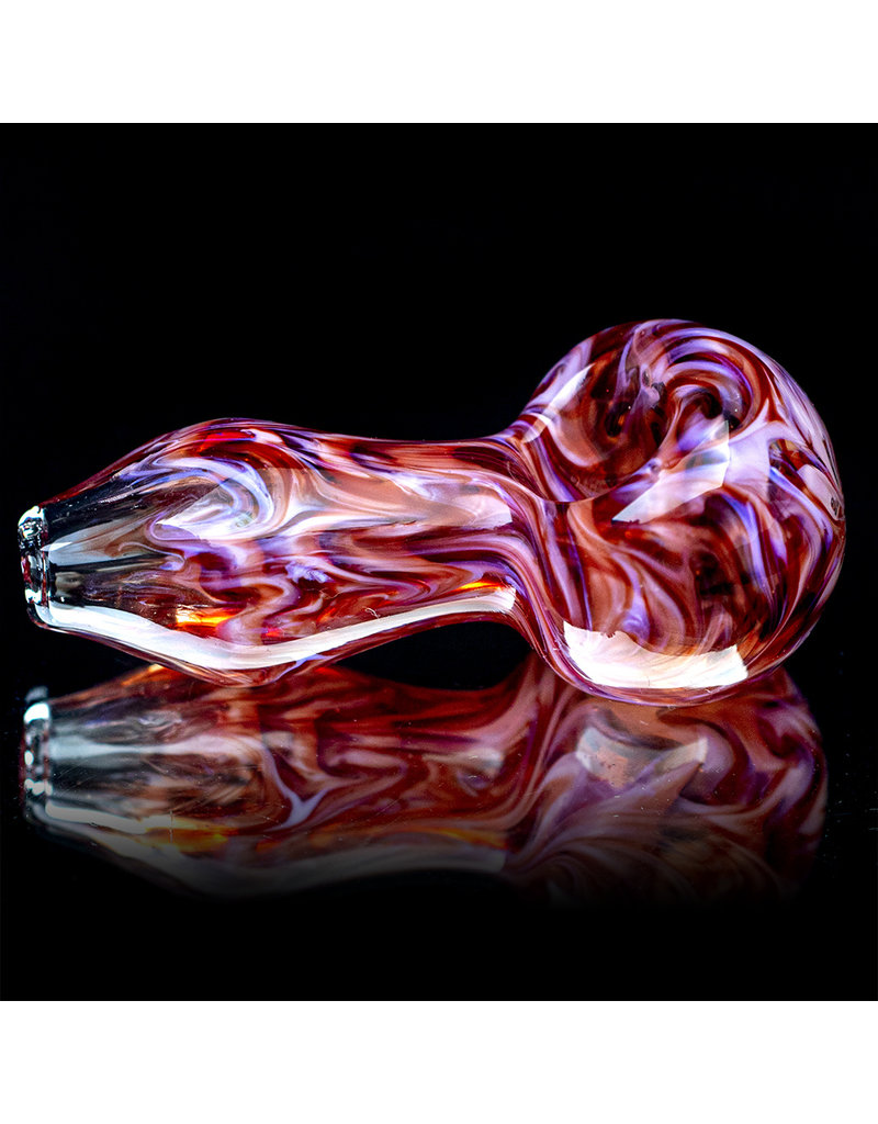 4" RED SWIRL Glass Dry pipe by California Glass