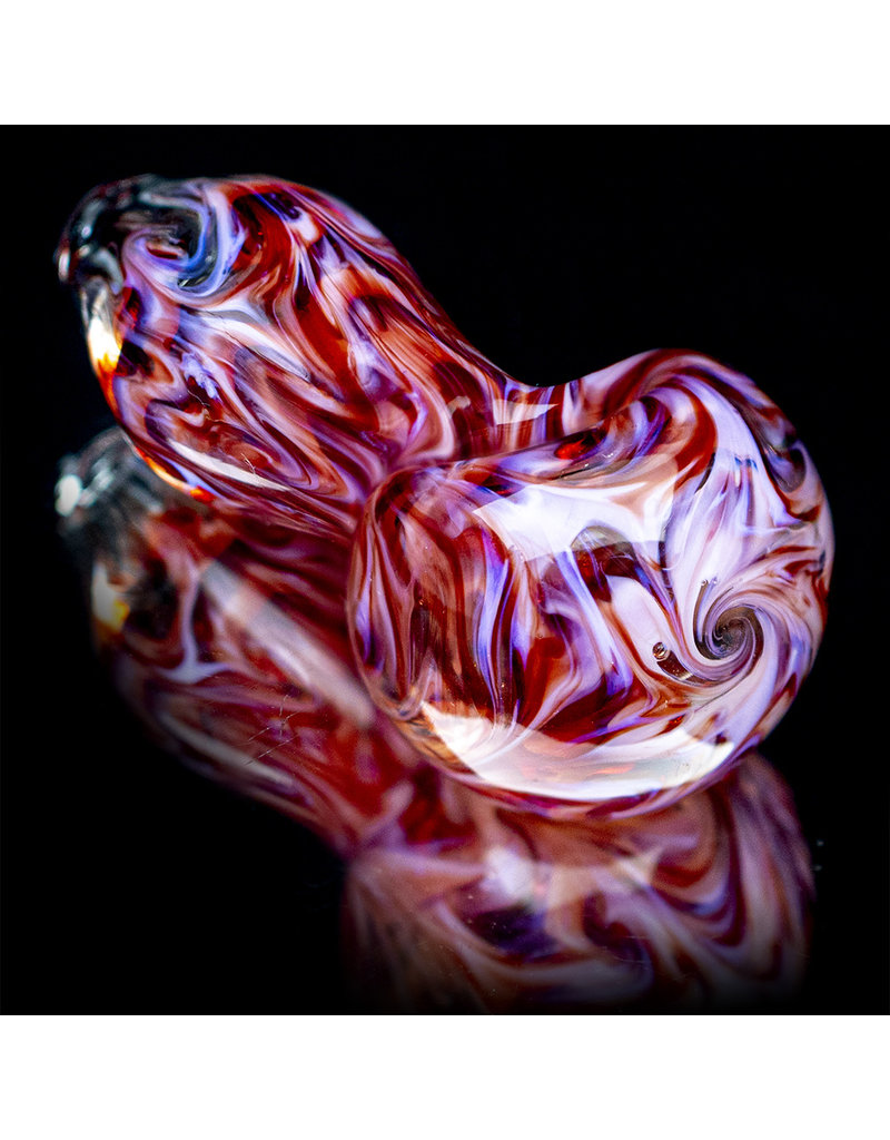 4" RED SWIRL Glass Dry pipe by California Glass