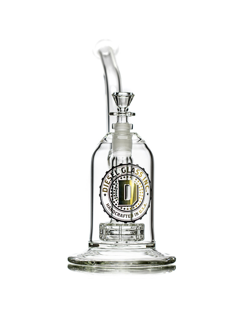 Diesel 10" 75x5mm Bubbler Rig with Barrel Perc, matching Ashcatcher and Slide by Diesel Glass