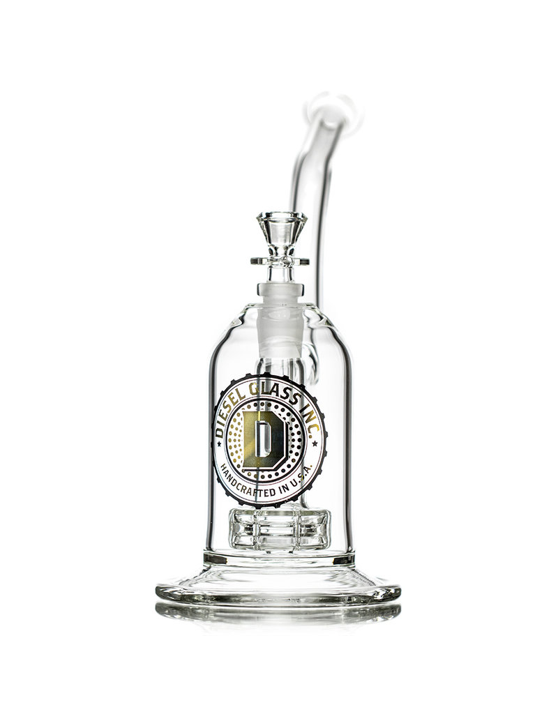 Diesel 10" 75x5mm Bubbler Rig with Barrel Perc, matching Ashcatcher and Slide by Diesel Glass