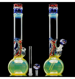 SOLD 16" 50x5 Glass Water Bong STEAL YOUR FACE Mini Phat Mamma Fumer w/ Removable Downstem Matching Slide by Trident Glass