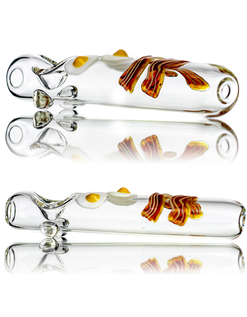 6" Glass Steamroller Pipe Wake N Bacon by BW Glass