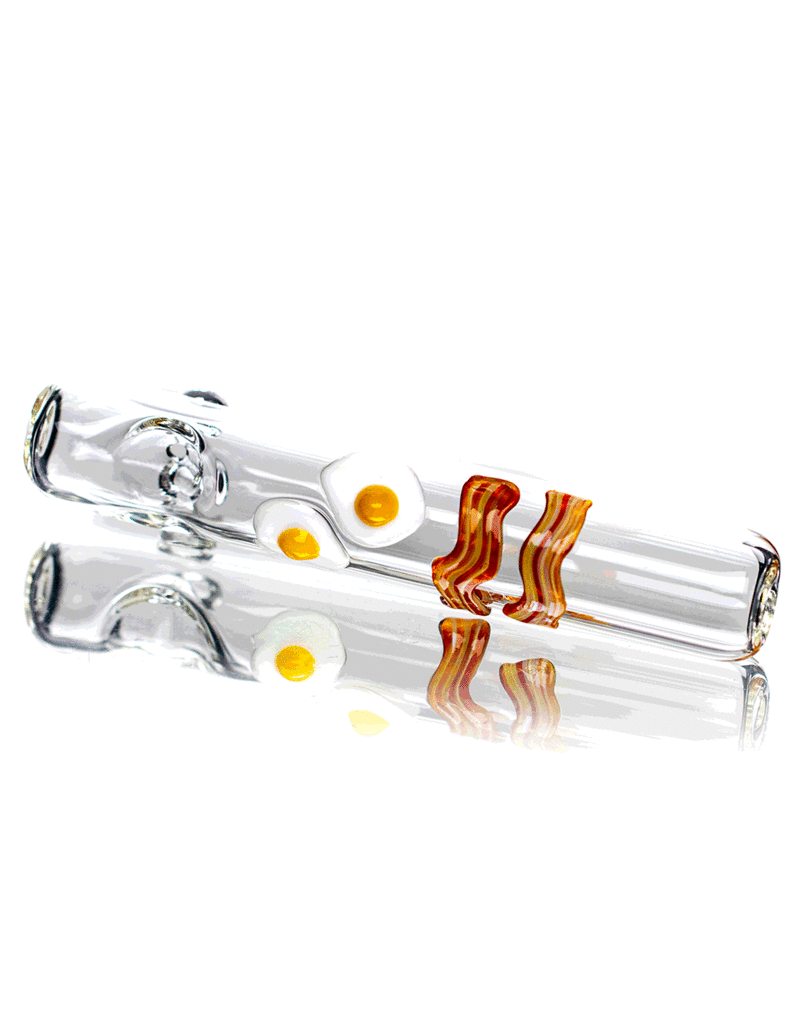 6" Glass Steamroller Pipe Wake N Bacon by BW Glass