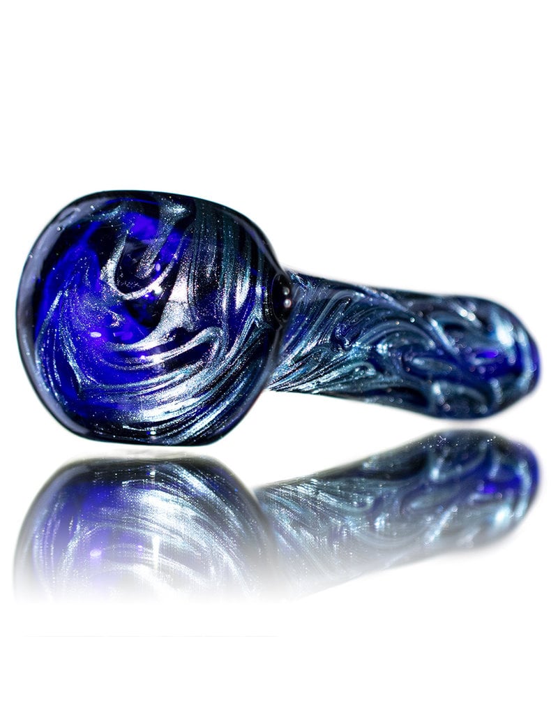 4" Glass Pipe Dry Unobtainium Swirl on COBALT by RG Glass