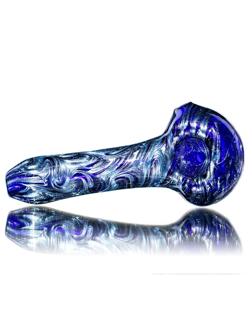4" Glass Pipe Dry Unobtainium Swirl on COBALT by RG Glass