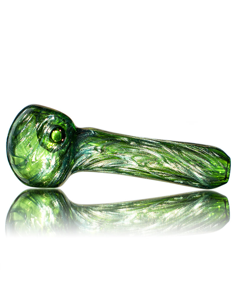 4" Glass Pipe Dry Unobtainium Swirl on GREEN by RG Glass