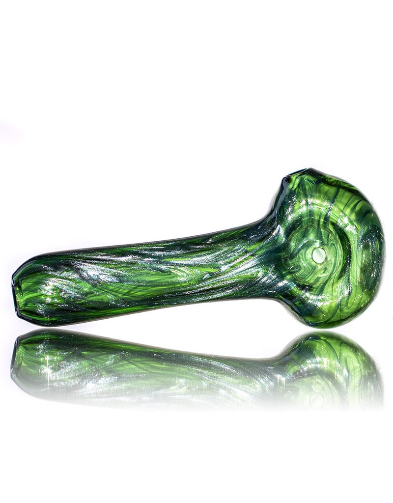 4" Glass Pipe Dry Unobtainium Swirl on GREEN by RG Glass